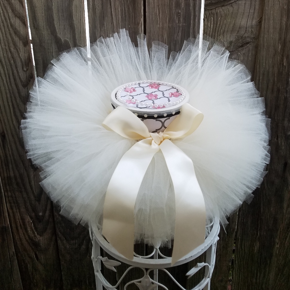 Ivory satin ribbon Tutu skirt size 12 mo 2t, 3t